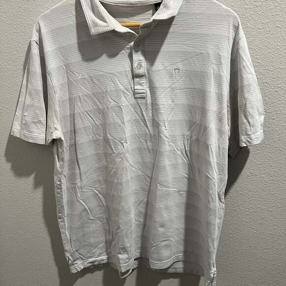 Travis Mathew Men's Gray Striped Golf Polo Shirt - Picture 1 of 6